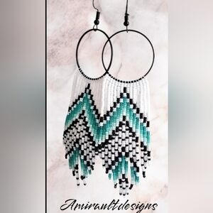 Beaded hoop tassel Earrings